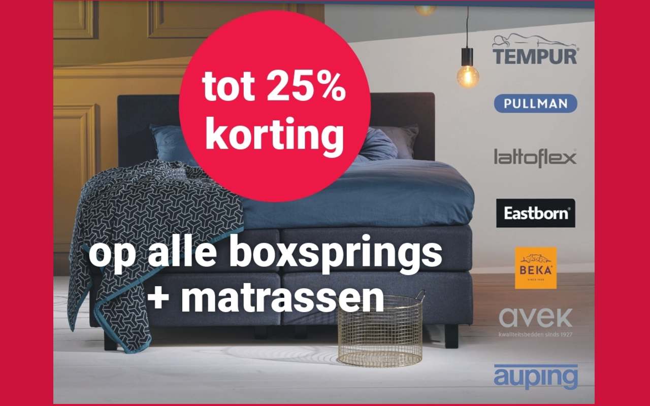 25 op boxspring en matrassen